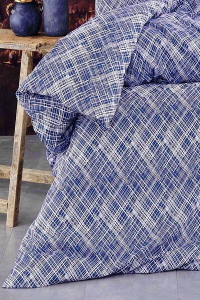 MAJESTE Diplomatic Home Gold Ranforce Duvet Cover Set Batik Series Crystal Pattern-1124 Navy Blue