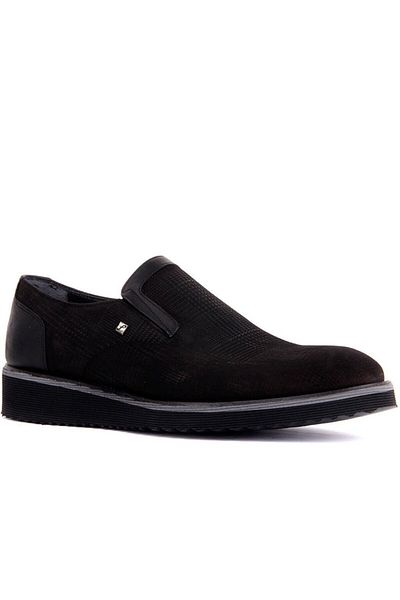Fosco Laceless Black Nubuck Leather Men's Casual Shoes 7105 820 46
