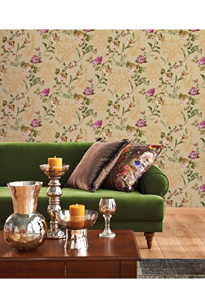 Adawall Seven Çiçek Açan Güller Ve Damask Desenli Duvar Kağıdı (16,5m2)