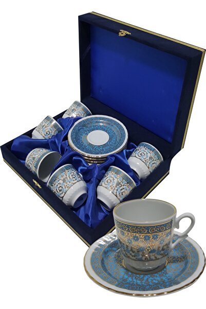 Armada Çini Ar 685 Mavi Haliç Altın Yaldızlı 6'lı Fincan Takımı