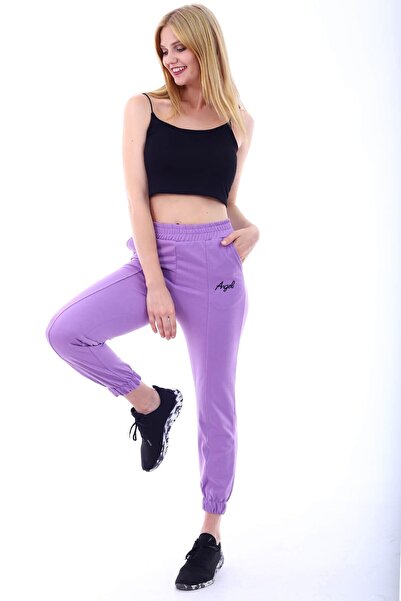 Deafox Lilac Angel Sweatpants with Elastic Waist