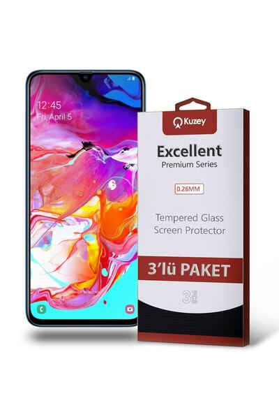 KZY İletişim Samsung Galaxy A70 Uyumlu Temperli Ekran Koruyucu Kırılmaz Cam 3...