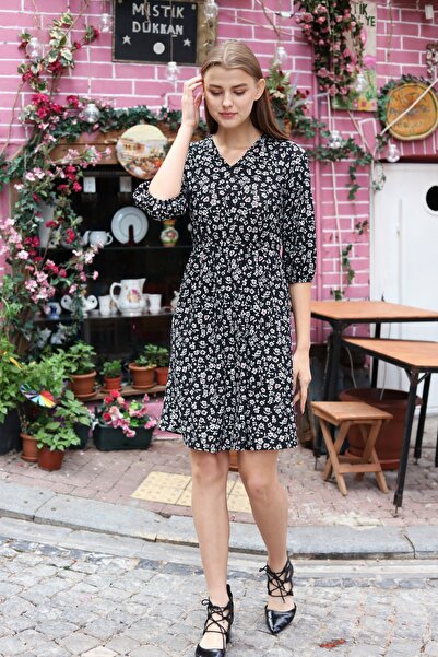 AVVER Φόρεμα με φλοράλ στάμπα με ελαστική μέση