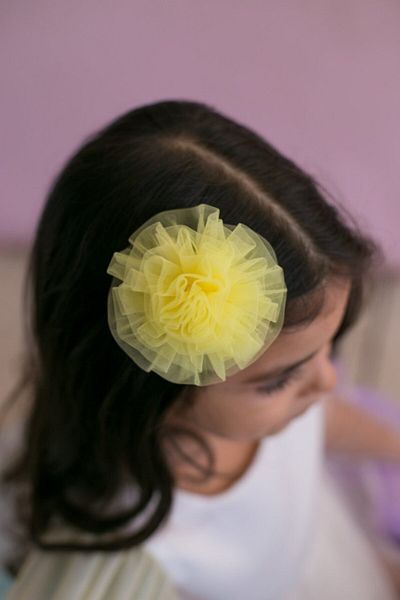 PixyLove مشبك بناتي أصفر مكون من قطعتين منتفخ