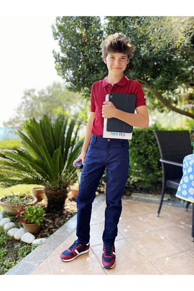LC Waikiki Boy's Claret Red T-shirt Polo Neck Basic κοντομάνικο βαμβακερό από το στυλ της μόδας σας