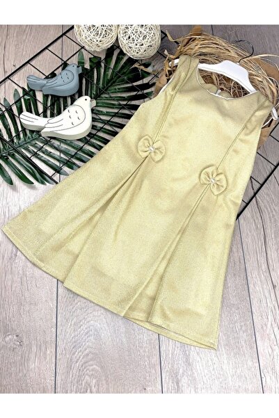 Luckylovelykids Gold Incili Elbise