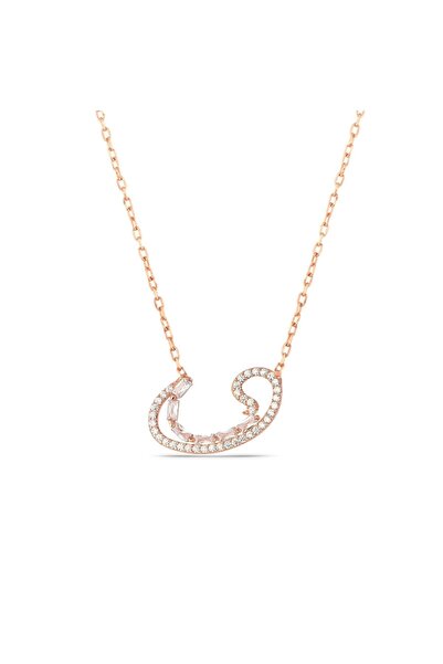 MySilvers Baget Taşlı Vav Kolye Kadın Rose