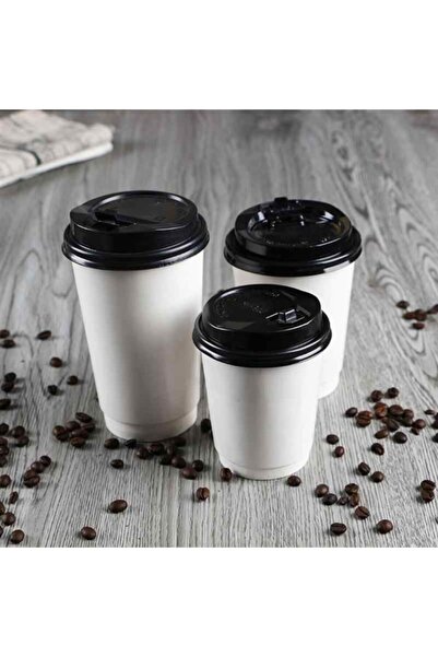 14Süs 16 Oz Karton Bardak + Kapak Set 100 Adet