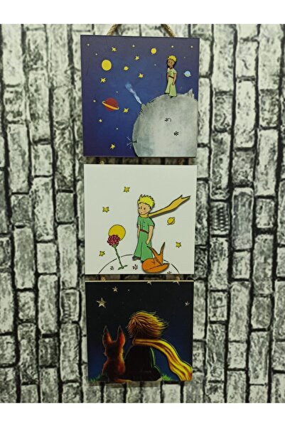 Genel Markalar Küçük Prens Kabartmalı Baskılı 3'lü Tablo The Little Prince
