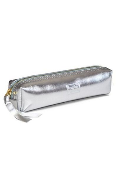 Leather Paper Leather & Paper Silver Leather Pencil Case