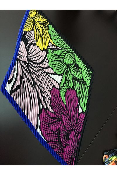 NFS BUTİK Pastel Tone Multicolored Floral Patterned Pleated Scarf