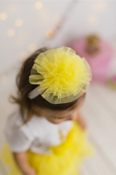 PixyLove Sarı Kız Çocuk Bandana Puffy