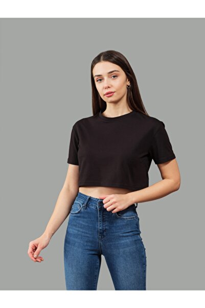 nosewear Siyah Crop T-shirt