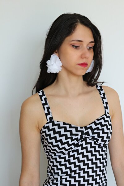 Onidance Daısy Days -wita Tall Beyaz Halka Küpe Gelin Çiçek Küpe / Nişan / Dü...