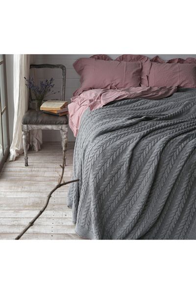 Betires Home Knitted Double Blanket Gray