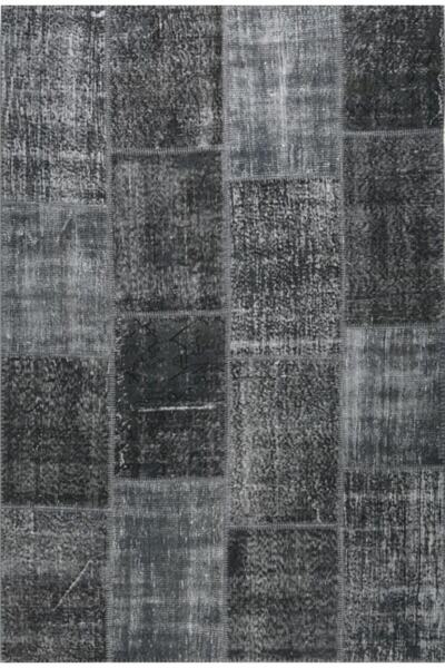 YÜNSER HALI %100 El Dokuma Ve El Dikişli, Antrasit Patchwork Halı