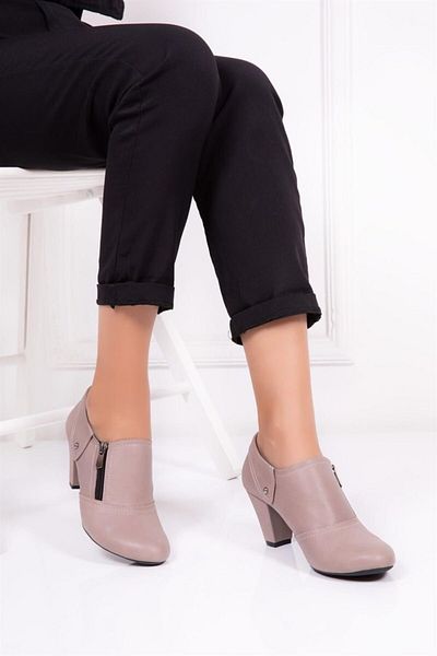 Deripabuc Genuine Leather Mink Women's Heeled Leather Shoes Trc-1069