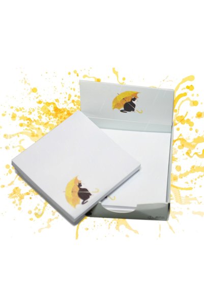 Dikkat Ajans Yellow Cat Patterned Note Papers Set