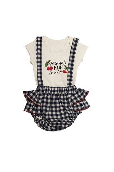 Luckylovelykids Kız Çocuk Lacivert Ekoseli Tulum