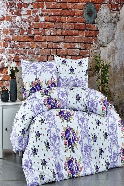 MAJESTE Toprak Ev Elegant 100% Cotton Crispy Floral Duvet Cover Set Double-11131