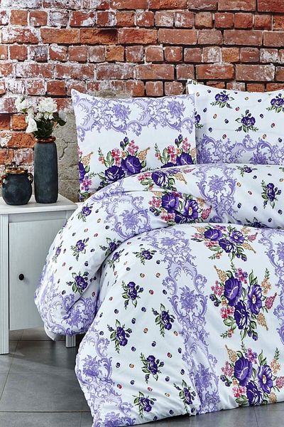 MAJESTE Toprak Ev Elegant 100% Cotton Crispy Floral Duvet Cover Set Double-11131