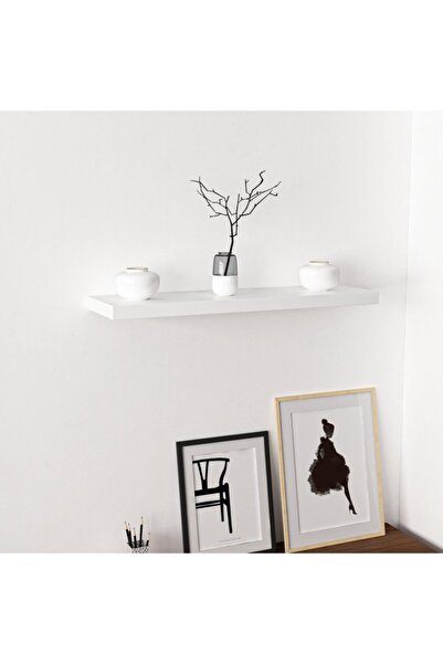 Minar Gizli Tutuculu Duvar Rafı - 80 Cm Beyaz