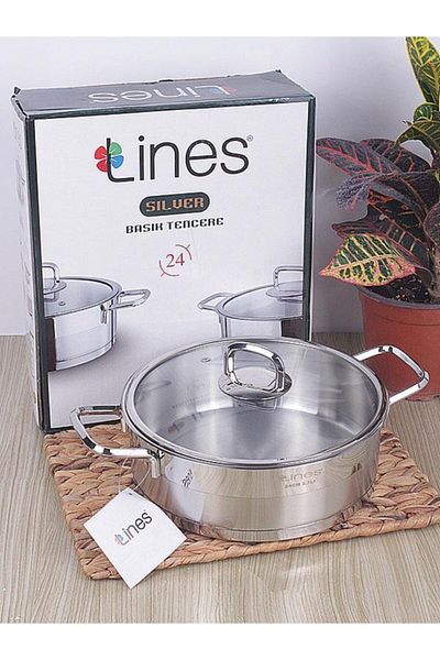 Lines Gold Silver Flat Pot No:24