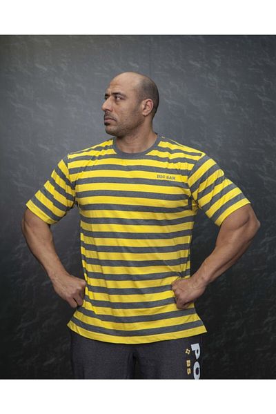 Big Sam Yellow Striped Relaxed Fit T-Shirt 2678
