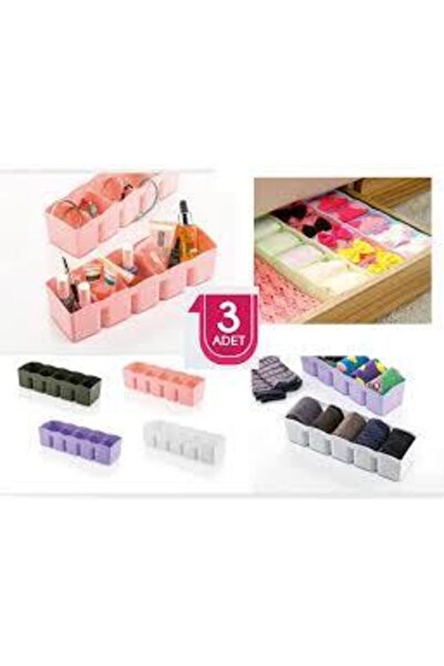 HİFA 5-секційний органайзер для ящиків, 3 шт. (рожевий, білий, м'ятний)