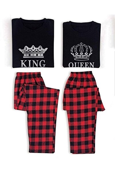 PEMBİŞ HOMEWEAR Çift Kombini King Queen Penye Uzun Kollu Pijama Takımı