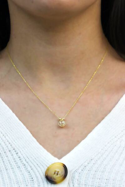 Midyat Nurtaş Gümüş Küre Içinde Zirkon Taşlı Bayan Gümüş Kolye