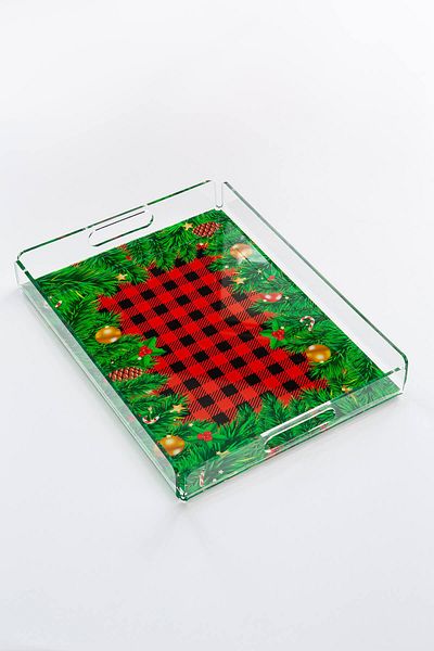 Queen Bee İstanbul Fancy Pine Patterned Plexiglass Tray 40cm X 30cm