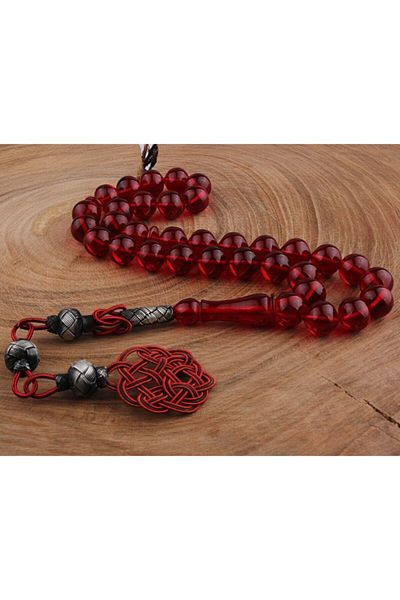 Tesbihsepetim Fire Amber Prayer Beads with 1000 Carat Silver Kazaz Tassels