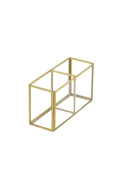 Ahşap Fikir Duo Gold Organizer Makeup Material Glass Box