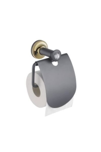 KALE Brilla Tuvalet Kağıtlığı Kapaklı Siyah-altın