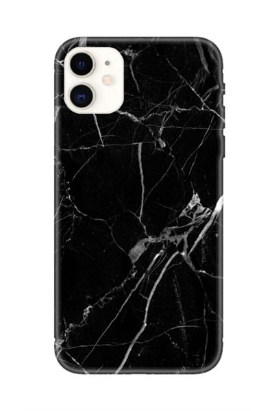 mooodcase حافظة هاتف آيفون 11 من الرخام الأسود