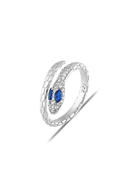 MySilvers Gümüş Lacivert Göz Yılan Yüzük