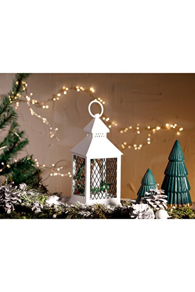 Cold Easy مصباح ديكور للعام الجديد بمظهر خشبي، أبيض