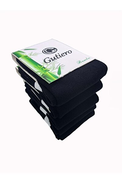 Gutiero Unisex 6 Pairs Bamboo Invisible Seamless Long Black Socks