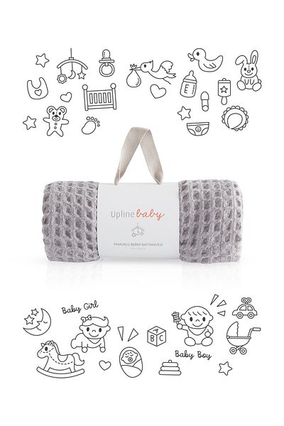 Upline Baby Gray 100% Cotton Baby Blanket (90x100)
