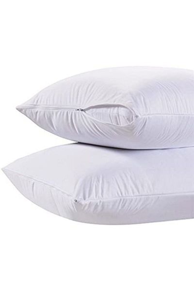 Osmanlı Home Concept 83 Thread Cotton Satin Fabric 5 Pieces 50x70 Pillow Inner Protective Zippered White Pillow Case