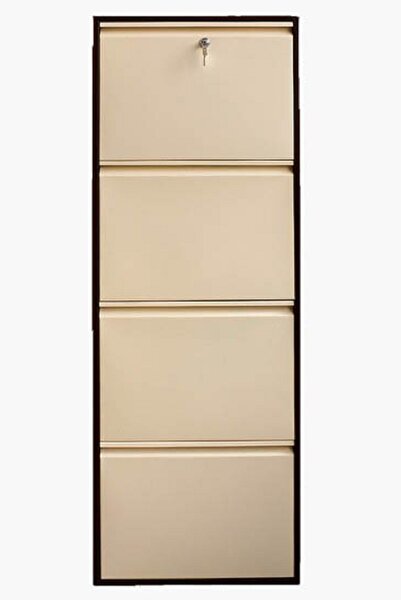 Özlü 1. Sınıf Dkp Çelik Kilitli Metal Ayakkabılık 4'lü Montajlı Gönderim Kahve Krem