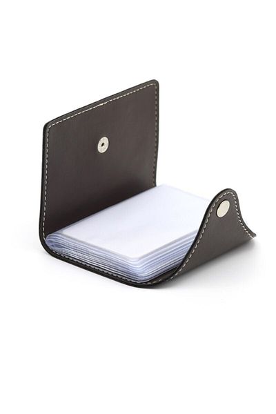 2K Credit Card Holder Brown 10 Sheets Vertical 7.5x9.7 Cm