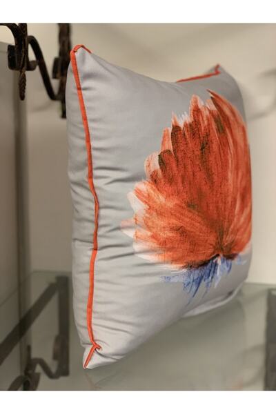 KIRLENTİM E75 Γκρι παπούτσια δαπέδου Πορτοκαλί μοτίβο λουλουδιών