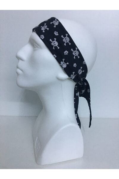 ADALILAR İŞ ELBİSELERİ Cook Cap Hat Bandana Flar (imprimat cu craniu negru)