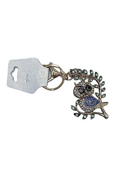 Dünyadan Hediyeler Blue Crystal Stone Owl Keychain