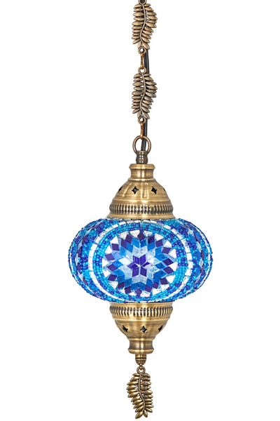 Demmex Handmade Authentic Mosaic Colored Glass Pendant Chandelier, Leaf Chain, 75cm