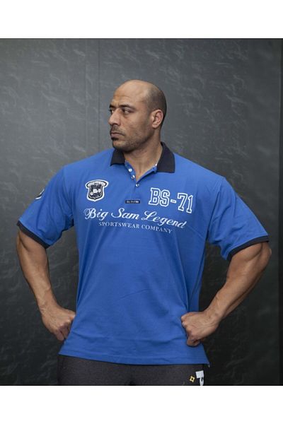 Big Sam Polo Neck Blue T-Shirt 2836