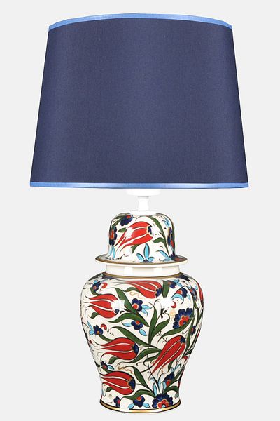 Qdec Bleu Blanc Shah Vase Lampshade Tulip Gilt Blue