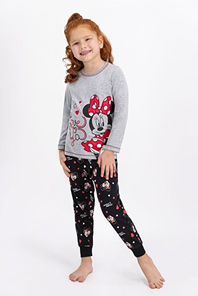 Minnie Mouse Lisanslı Grimelanj Kız Çocuk Pijama Takımı